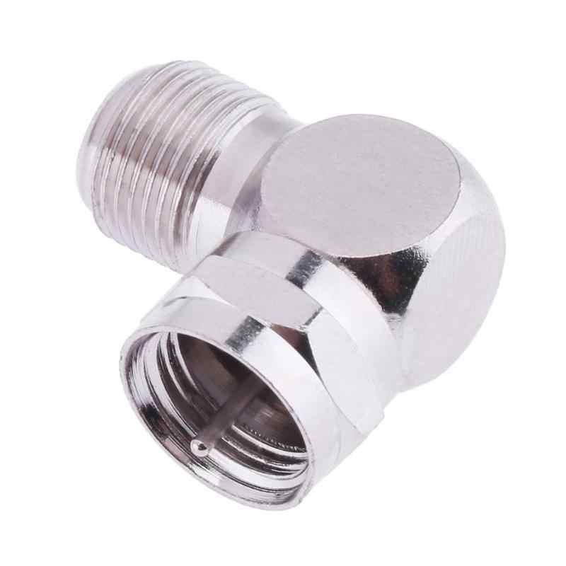 Перехідник тато антенний F-ма мама антенний F, корпус метал., кутовий, фото 1