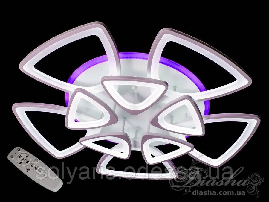 Стельова LED-люстра з діммером і підсвічуванням, 240W 8118/5+5 LED 3color dimmer сіра