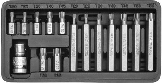 Набір біт Yato YT-0411 Torx L=30мм з перехідником 15 шт метал.кейс