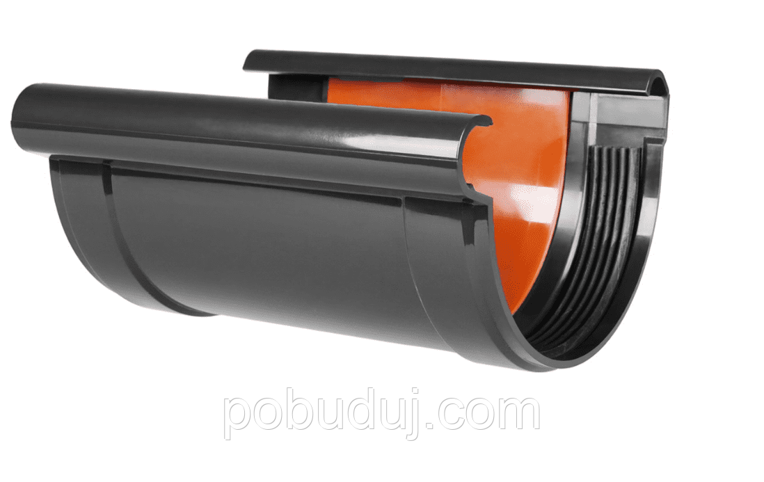 З'єднувач ринви з вкладкою Profil 130 чорний, фото 1