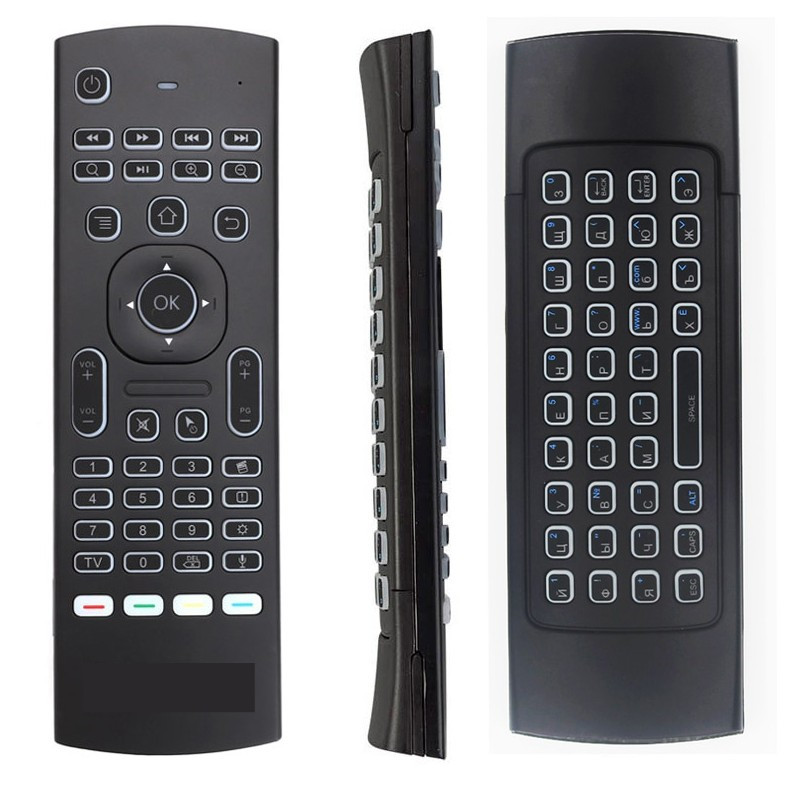 Пульт Fly Mouse MX3 Black Backlight з гіроскопом і мікрофоном для Андроїд-приставок, клавіатура