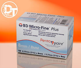 Голки для шприц-ручок BD Мікро Файн Плюс (BD Micro Fine Plus) 8 мм. - 100 шт.