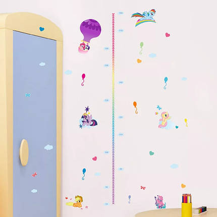 Наклейка в дитячу MY LITTLE PONY "мій маленький поні" ростомір 120*98см (лист 30*60см) поняшки, фото 2