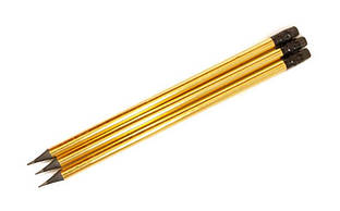 Олівець чорнографітний ООПТ Золотий фольгований, з чорною гумкою (48)