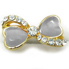 Жіноча Каблучка на Палець Бант 2 під Золото 18К з Димчастими Вставками Котяче Око і Стразів, Безрозмірне, Каблучки