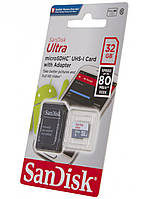 Карта памяти 32 GB microSD SanDisk Ultra UHS-I с адаптером (SDSQUNS-032G-GN3MA)