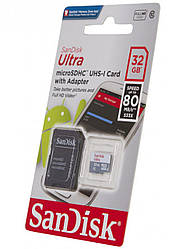 Карта пам'яті 32 GB microSD SanDisk Ultra UHS-I з адаптером (SDSQUNS-032G-GN3MA)
