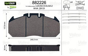 Колодки гальмівні Renault Magnum (249,3x117,9x30 WVA 29131) ( VALEO) 882226