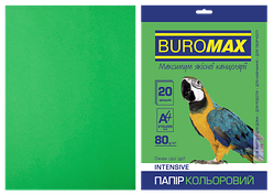 Папір кольоровий А4, 80 г/м2, INTENSIVE, зелений, 20 л.