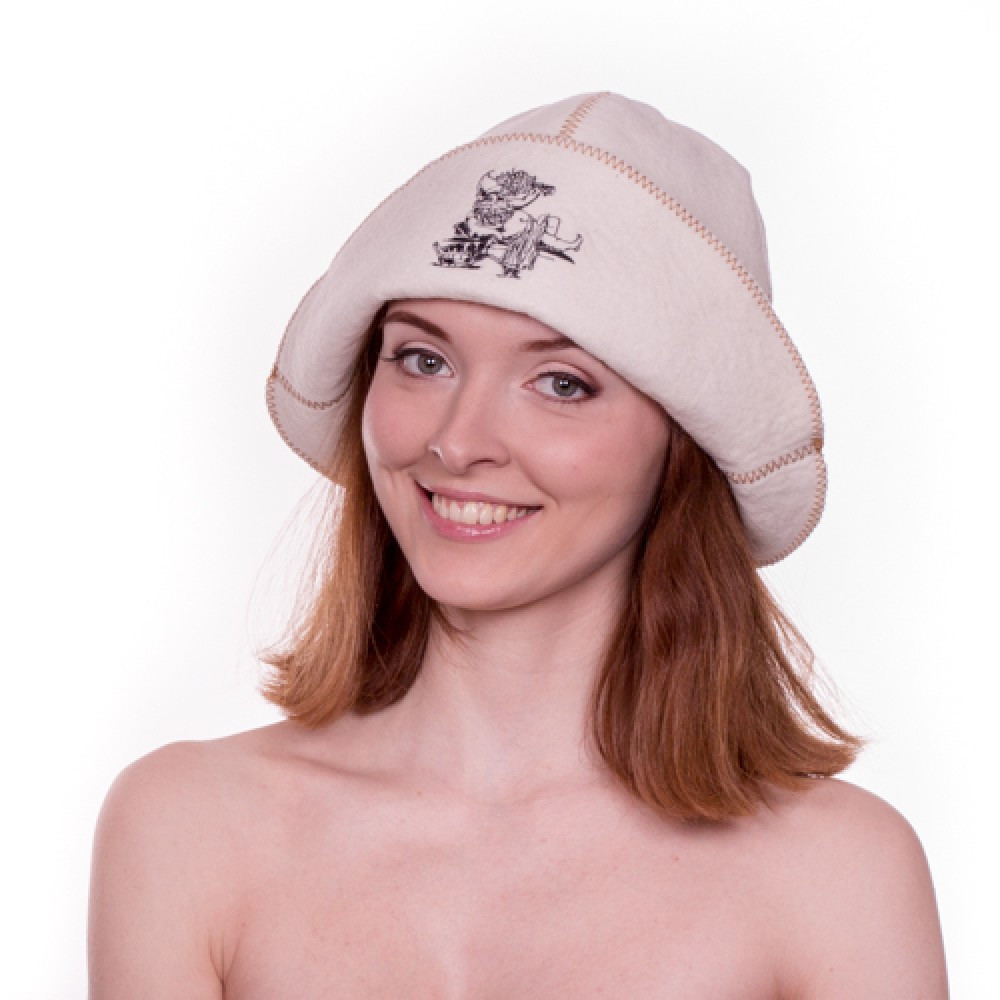 Шапка для бани "Баня парит-баня правит" (натуральный светло-серый ...