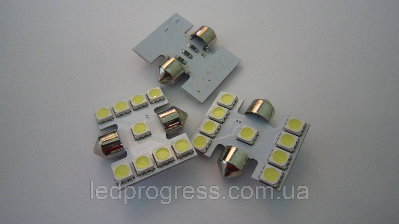 Світлодіод SV8.5 T10*31-9SMD(5050)-12V білий