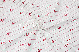 Ранфорс 240 см Якорі червоні Organic cotton (залишок 1.30+0.80 мп)