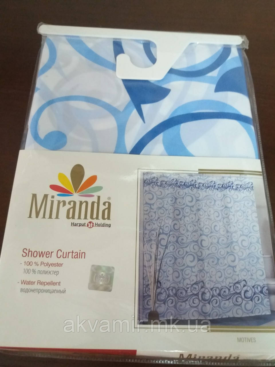 Штора для ванної подвійна Miranda MOTIVES (Туреччина) 240х200 см блакитна