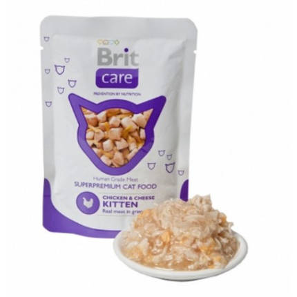 Консерви Brit Care Cat Kitten Chicken & Cheese pouch 80 г (для кошенят, курка+сир), фото 2