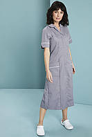 Медицинский халат женский светло-серый с белым кантом - 03403