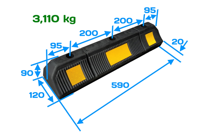 Колесоотбойник резиновый 590х120х90мм, парковочный