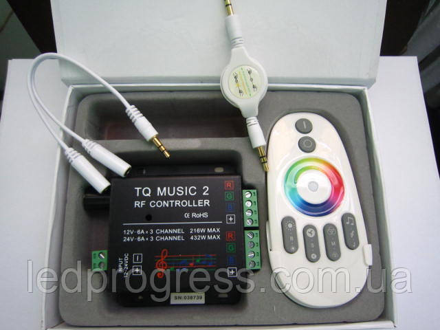 RGB контролер музичний із радіо пультом (touch screen) 12/24 V; 6A/канал (лінійний вхід)