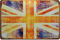 Металлическая табличка / постер "Выгоревший Флаг Великобритании" 30x20см (ms-00929)