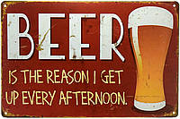 Металлическая табличка / постер "Пиво Это Причина, По Которой Я Каждый День Просыпаюсь После Полудня" 30x20см