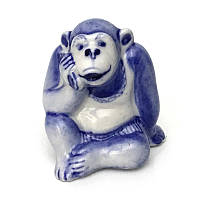 Фігурка з кераміки Шимпанзе з телефоном розпис під жиль