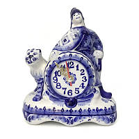 Часы керамические роспись гжель Витязь с собакой