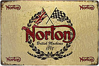 Металлическая табличка / постер "Нортон (Британские Механизмы С 1898 Года) / Norton (British Machines Since