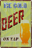 Металева табличка / постер "Крижане Пиво На Розлив / Ice Beer On Tap" 20x30см (ms-00806)