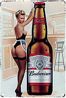 Металлическая табличка / постер "Budweiser (Girl)" 20x30см (ms-00733)