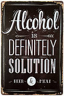 Металева табличка / постер "Алкоголь (Пиво і М'ясо)" 20x30см (ms-00718)