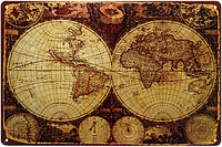 Металлическая табличка / постер "Карта Мира (Старый Свет)" 30x20см (ms-00681)