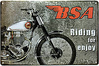 Металлическая табличка / постер "BSA Gold Star (Езда Для Удовольствия)" 30x20см (ms-00595)