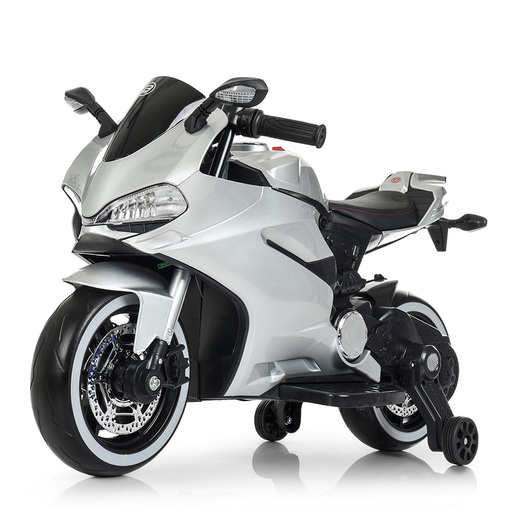 Дитячий електромотоцикл Yamaha, led-підсвітка коліс, педаль, ручка газу, амортизатор задній