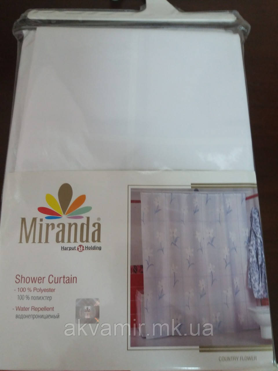 Штора для ванної Miranda Country Flower (Туреччина) 180х200 см біла