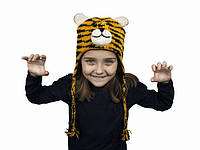 Шерстяная шапка теплая детская Тигр