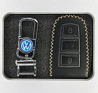 Кожаный чехол для ключа Volkswagen Passat,Golf,Tiguan,Touareg,Polo, Jetta,Amarok,Beetle,Bora,Сaddy,Passat