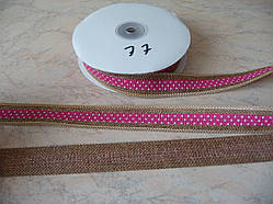 Стрічка декор горох рогожка малинова шириною 2,5 см
