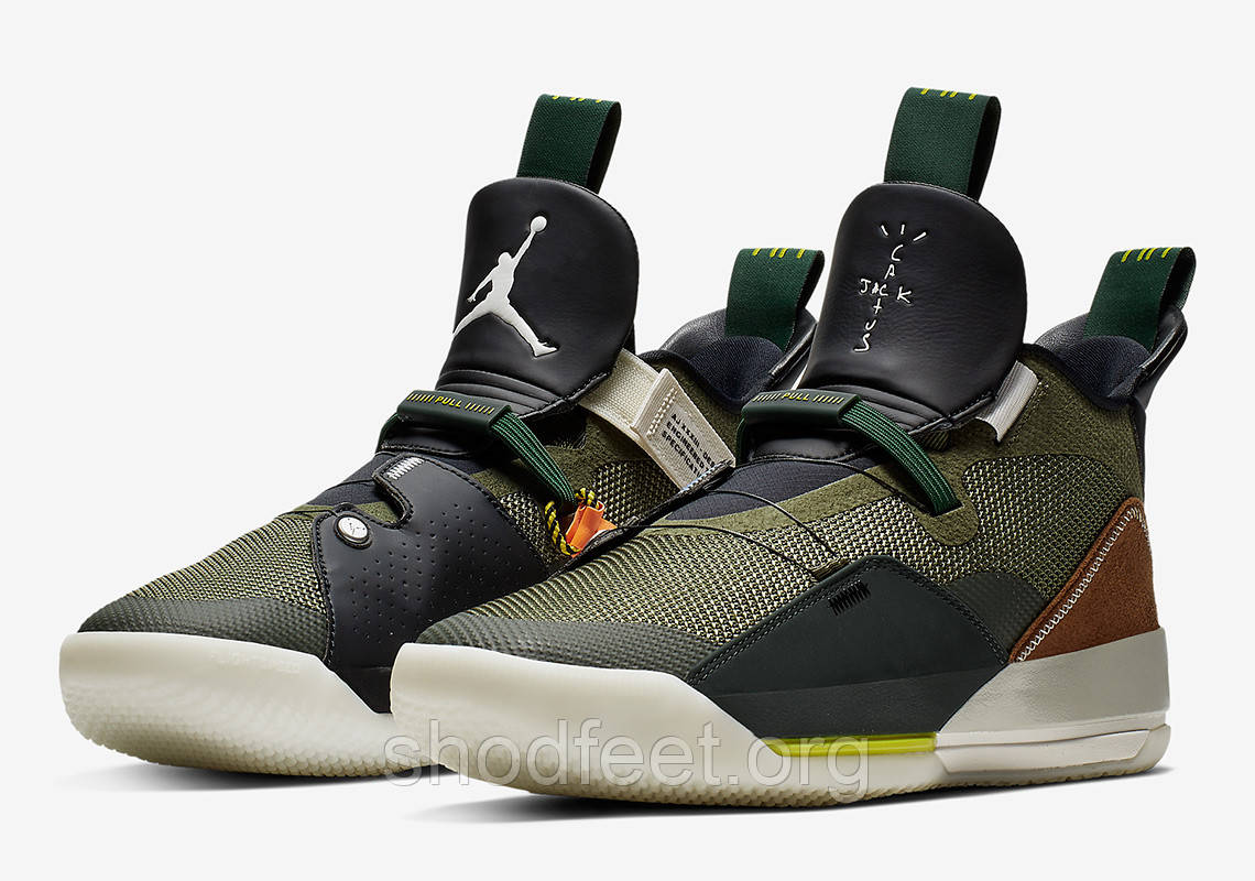 Кросівки Air Jordan 33 x Travis Scott Army Olive, фото 1
