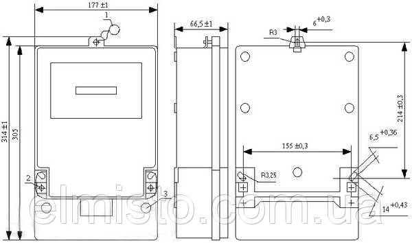 Габаритные размеры электросчетчика СТ-ЭА08Д (Коммунар)