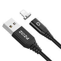 Магнитный кабель Lightning PZOZ для зарядки iPhone/iPad/iPod (Черный, 1м)