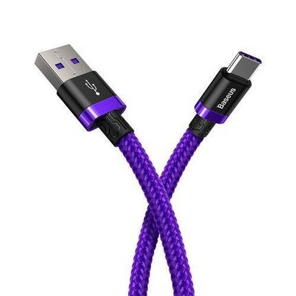 Кабель USB Type-C Baseus для швидкого заряджання передавання даних CATZH-A05 5A (Фіолетовий, 1 м), фото 2