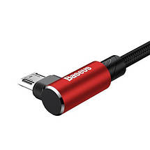 Кабель Micro USB Baseus MVP Elbow з кутовим коннектором для заряджання і передачі даних CAMMVP-B09 (Чорно-червоний, 1м), фото 3