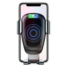Автотримач для телефону з бездротовою зарядкою Baseus Metal Gravity Car Mount WXYL-B0A (Чорний), фото 3