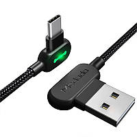 Кабель USB Type-C Mcdodo с двусторонним USB разъемом LED индикацией для зарядки и передачи данных (Черный,
