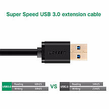 USB кабель подовжувач Ugreen USB 3.0 US129 (AM / AF штекер - гніздо, Чорний, 3м), фото 3