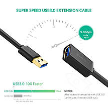 USB кабель подовжувач Ugreen USB 3.0 US129 (AM / AF штекер - гніздо, Чорний, 3м), фото 3