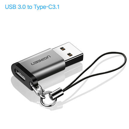 Перехідник-адаптер USB 3.0 до Type-C Ugreen US276 (Темно-сірий), фото 2