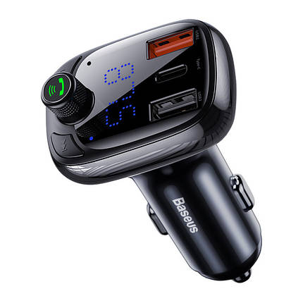 FM трансмітер модулятор Baseus S-13 Bluetooth 5.0 c функцією зарядки (Чорний, 2xUSB, 1xType-C), фото 2