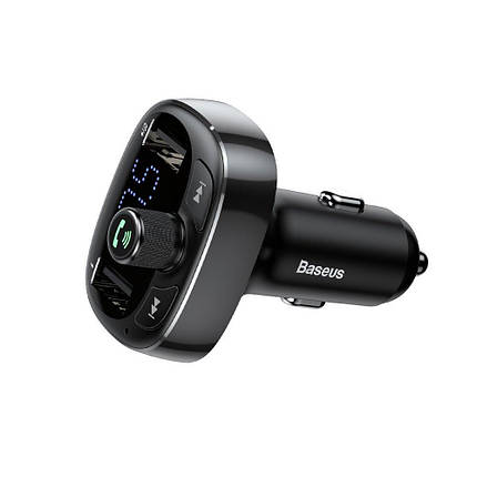 FM трансмітер модулятор Baseus S-09 T-Typed Bluetooth з функцією зарядного пристрою (Чорний, два USB-порту), фото 2