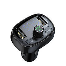 FM трансмітер модулятор Baseus S-09 T-Typed Bluetooth з функцією зарядного пристрою (Чорний, два USB-порту), фото 3
