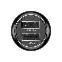 Автомобільний зарядний пристрій Baseus CCALL-GC01 Gentry series Dual-U QC3.0 18W (Чорне, два USB-порту), фото 3